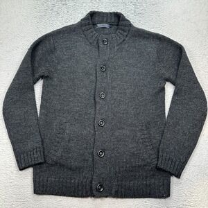 Woolovers Mens Grey Zip & Button Up 100% Wool Heavy Weight Cardigan Size Small